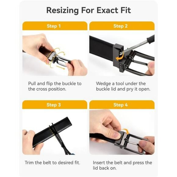 Mens Reversible Leather Belt Black Brown Adjustable Dress Belt for Pants Casual - Picture 5 of 7